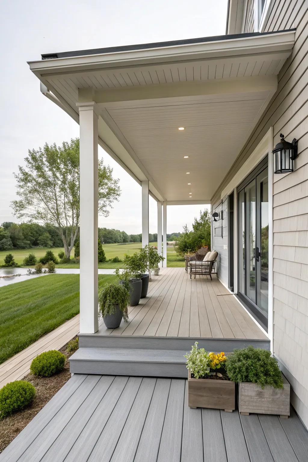 Modern minimalism offers a sleek and calming deck space.