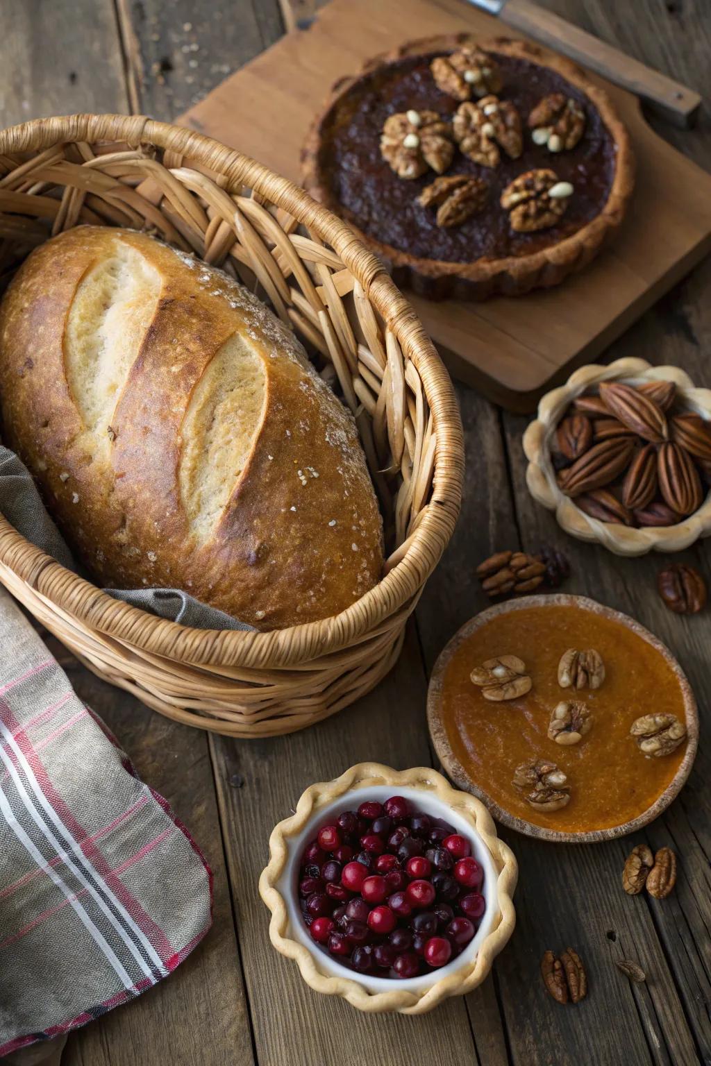 Artisan bread, a comforting and hearty addition.