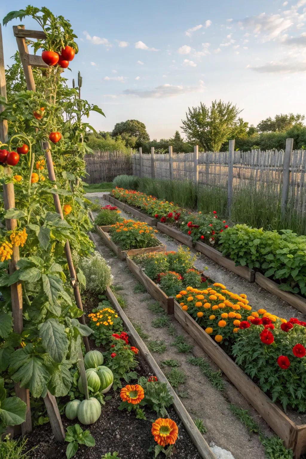 An edible garden that harmonizes beauty and utility.