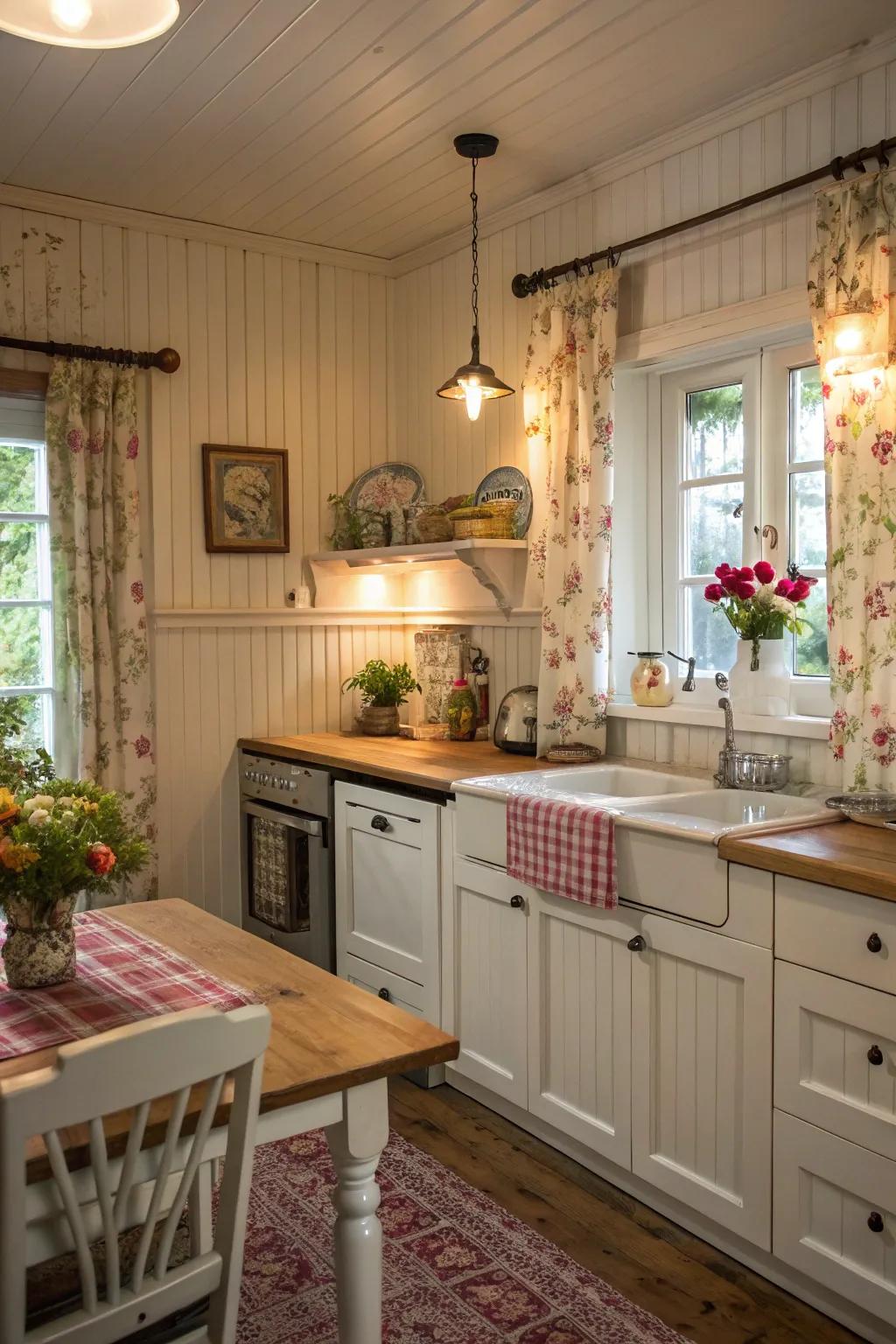 Beadboard adds quaint charm to this cozy kitchen.