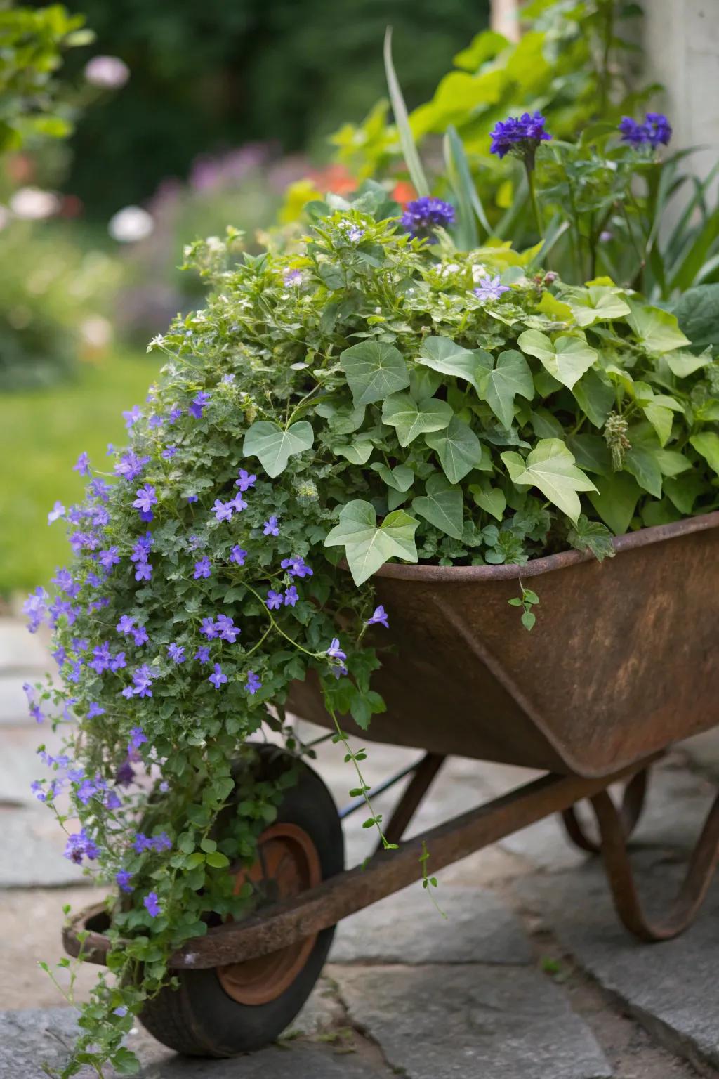 Let flowers cascade dramatically from your wheelbarrow.