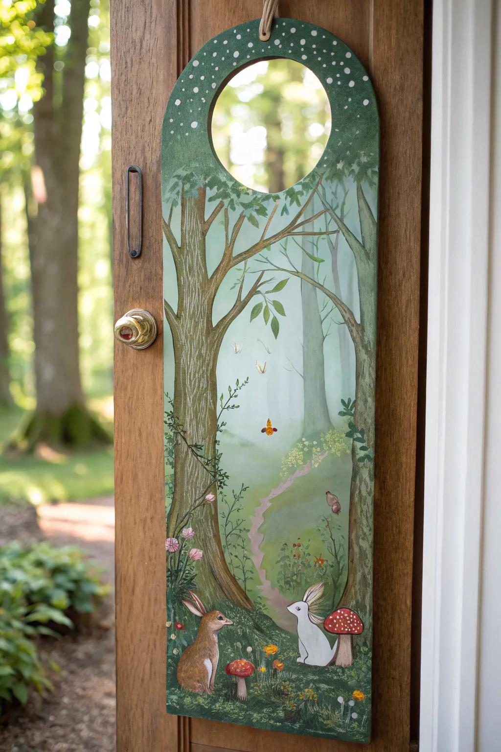A magical fairytale forest-themed door adornment.