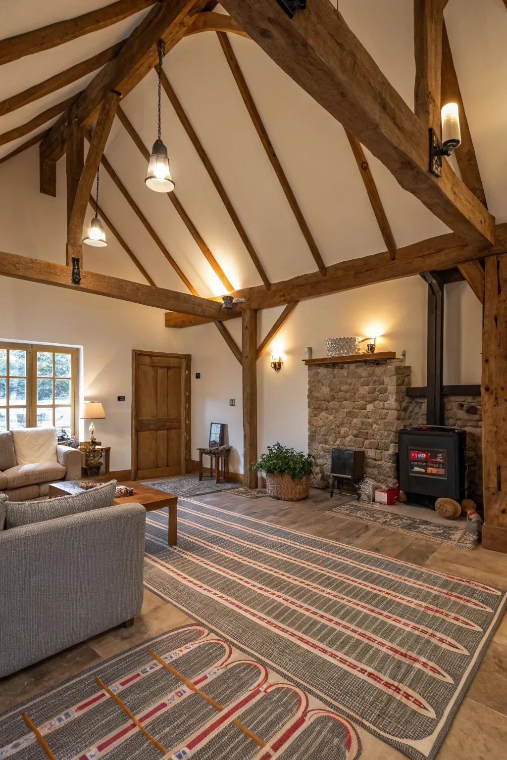 Underfloor heating adds modern comfort to barn floors.