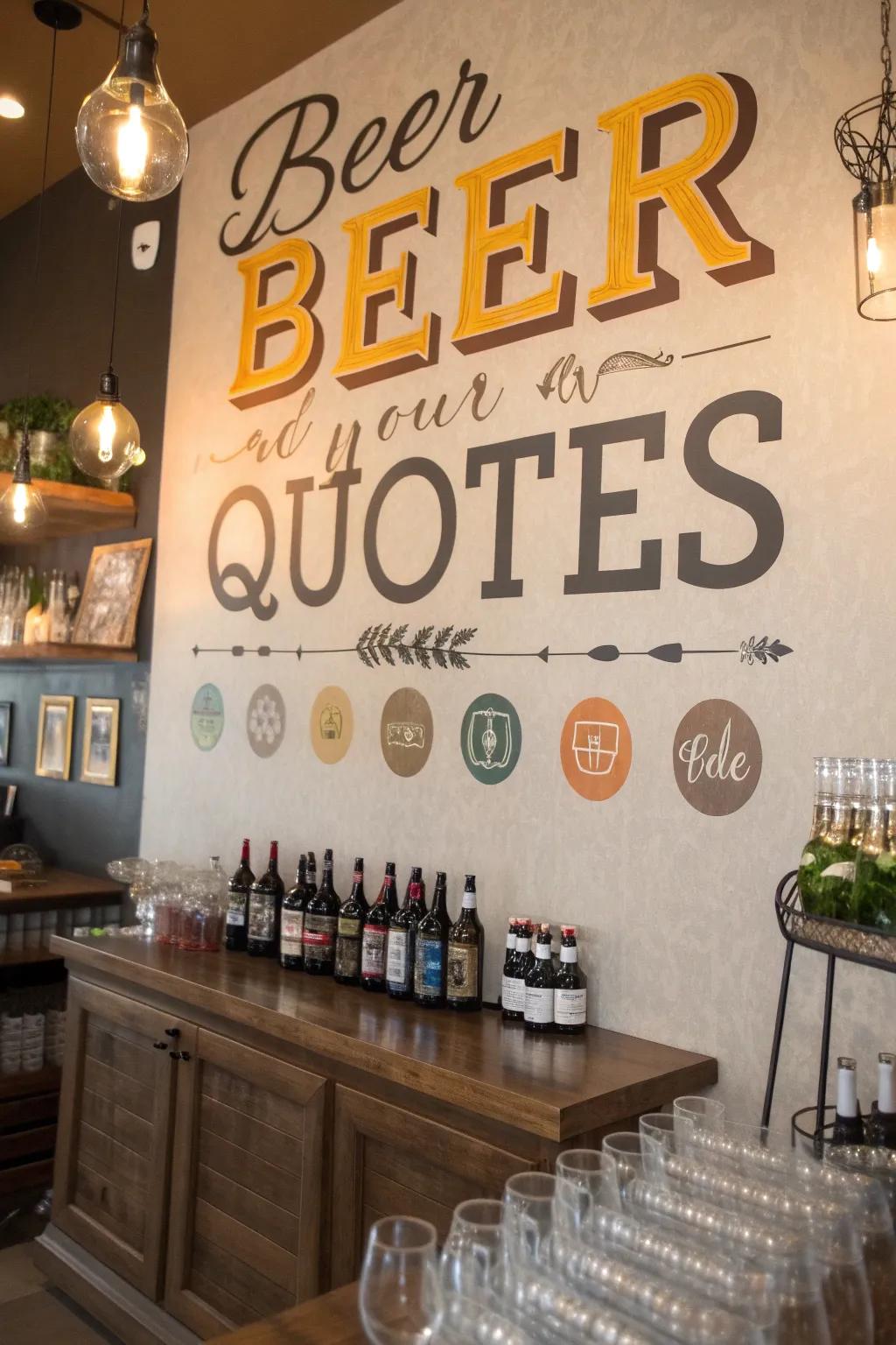 A beer quote wall provides endless inspiration.