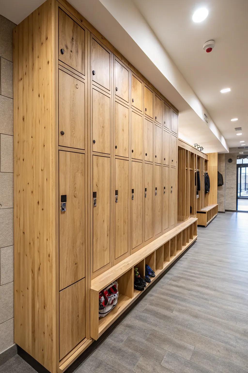 Stylish and sustainable built-in lockers.