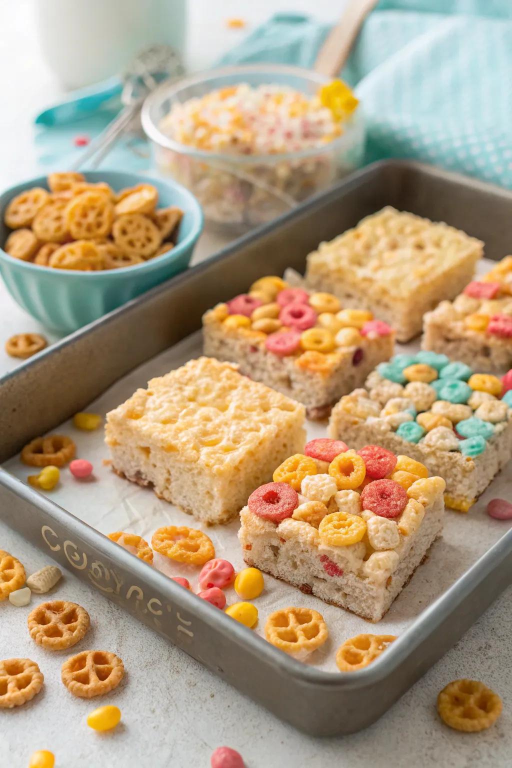 Honeycomb rice crispy treats for a crunchy delight.