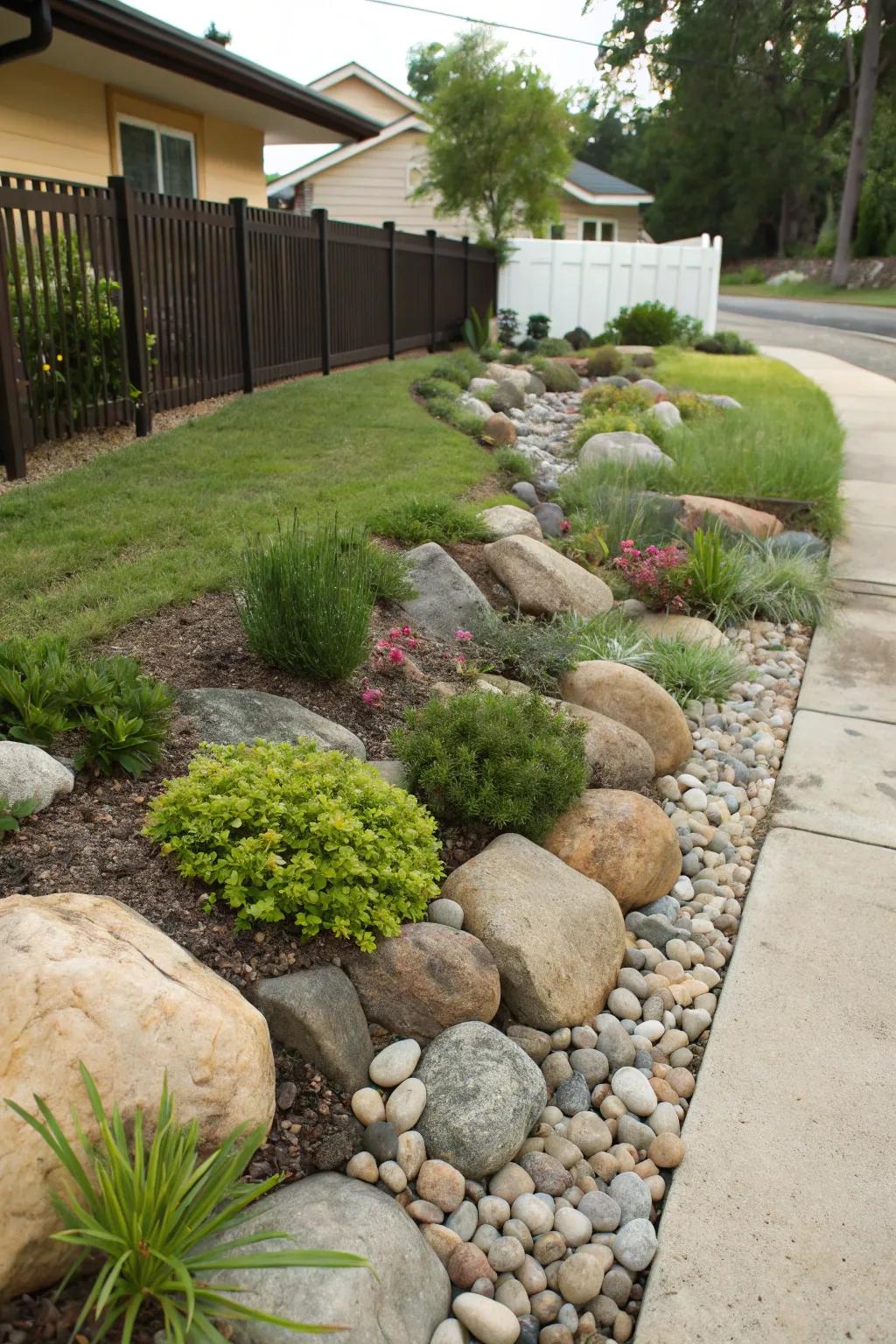 A rock display imparts natural texture and visual intrigue to your landscape.