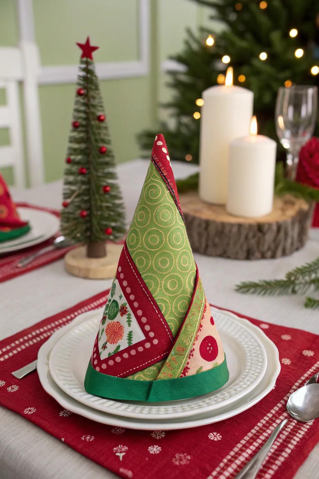 The pixie cap napkin fold brings festive cheer to the table.