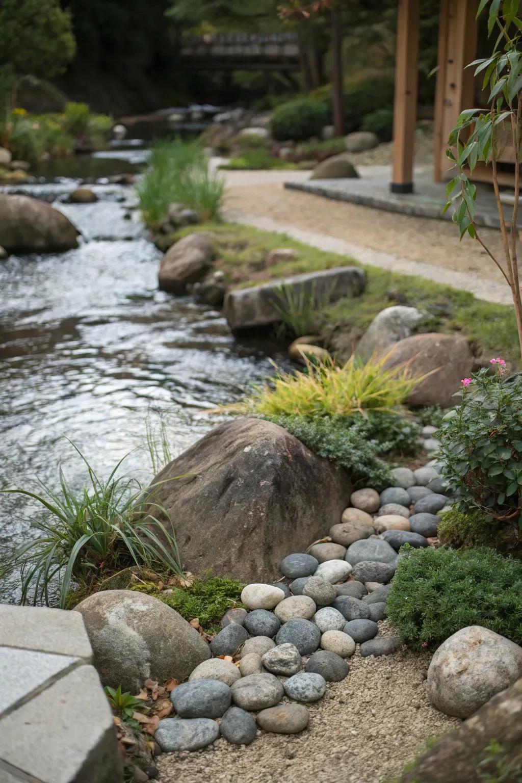 A Zen-inspired corner offers a peaceful and reflective space in your landscape.