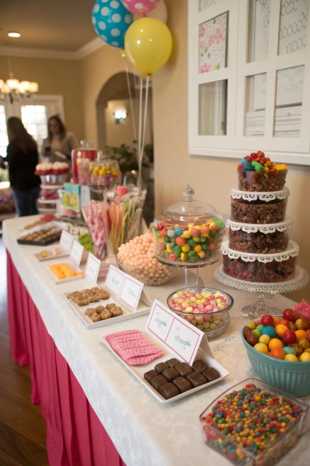 Candy buffets provide a fun and personalized dessert experience.