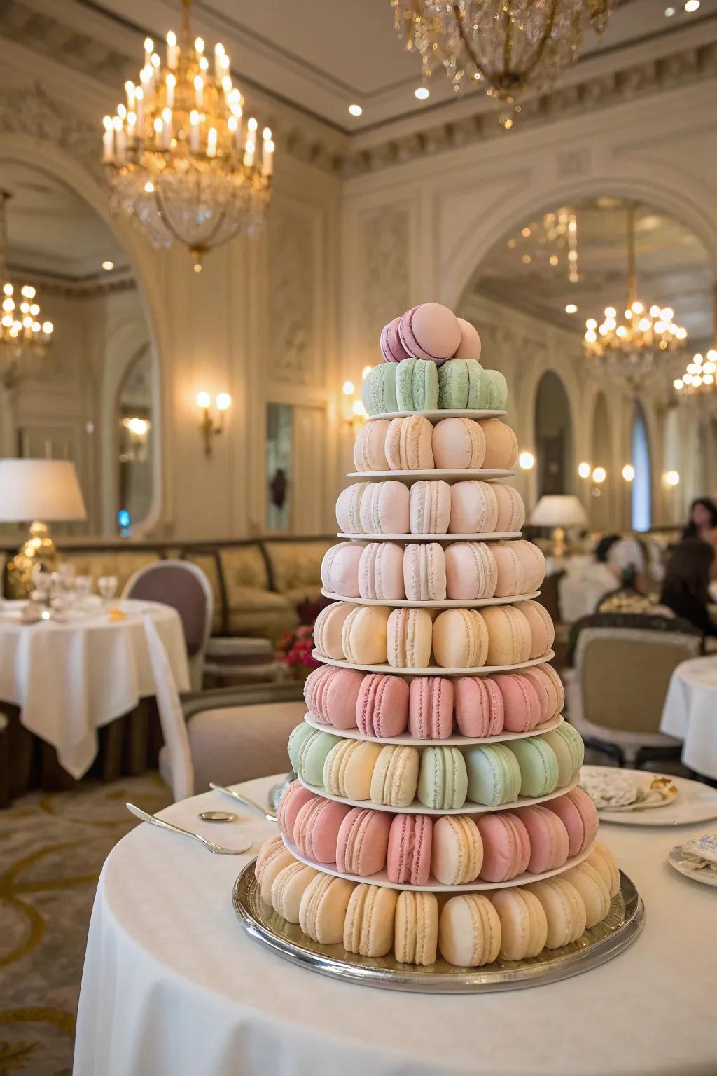 A colorful macaron tower that adds elegance.