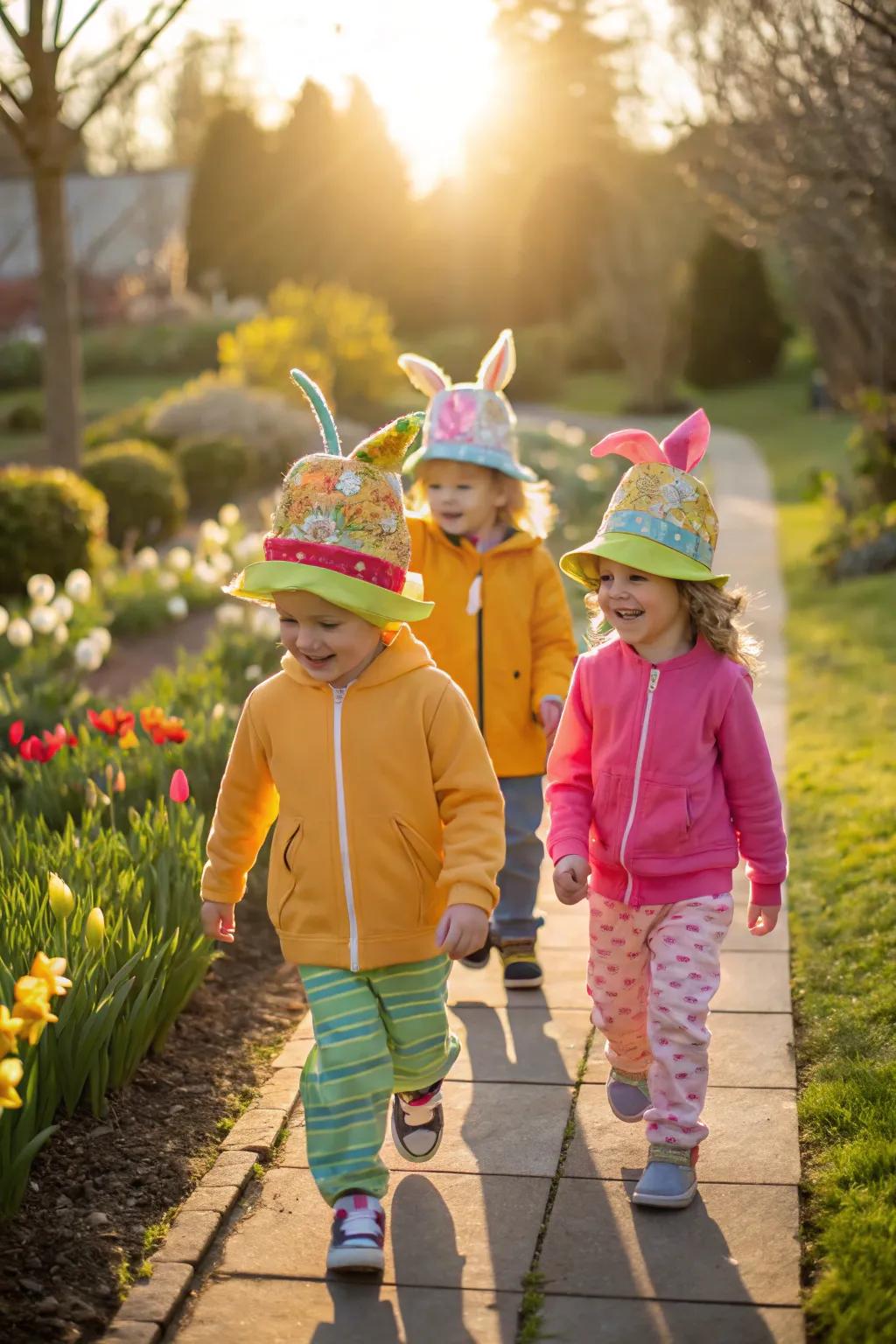 A jubilant holiday procession showcasing ingenious headwear.
