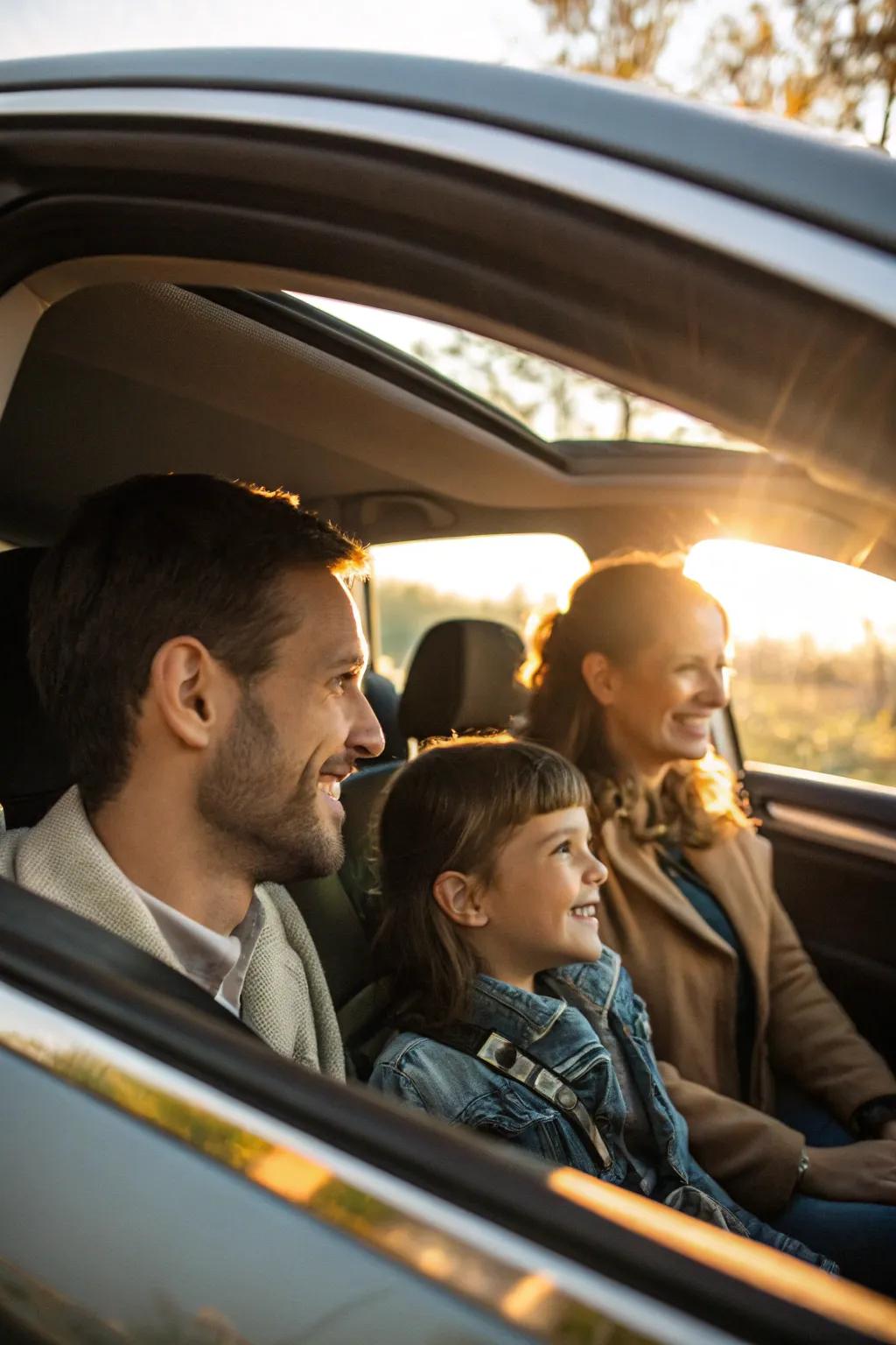 Inside the car, capture the coziness and connection of your family.