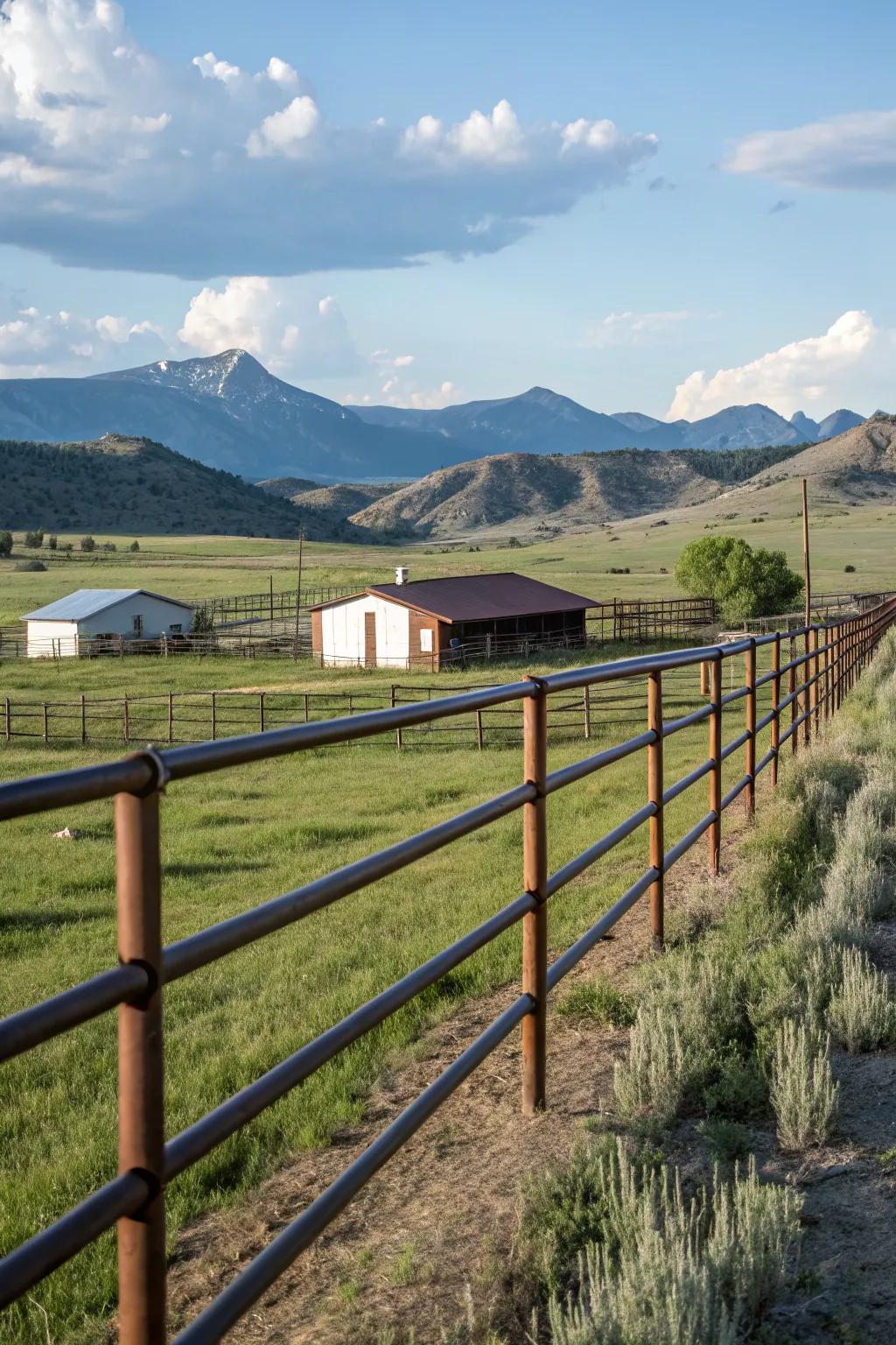 Pipe fences offer a modern, industrial aesthetic.