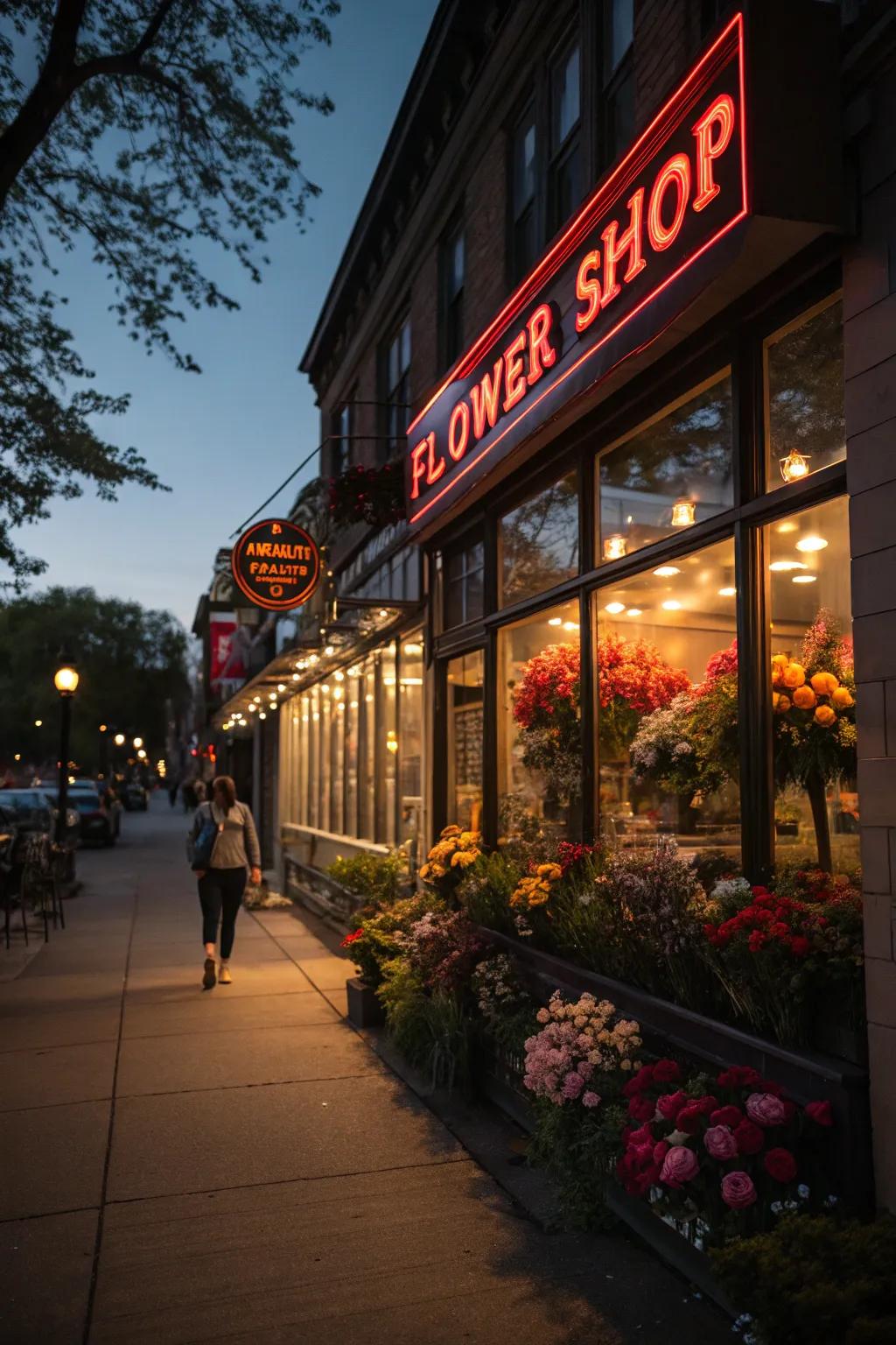 A glowing beacon welcoming customers after dark