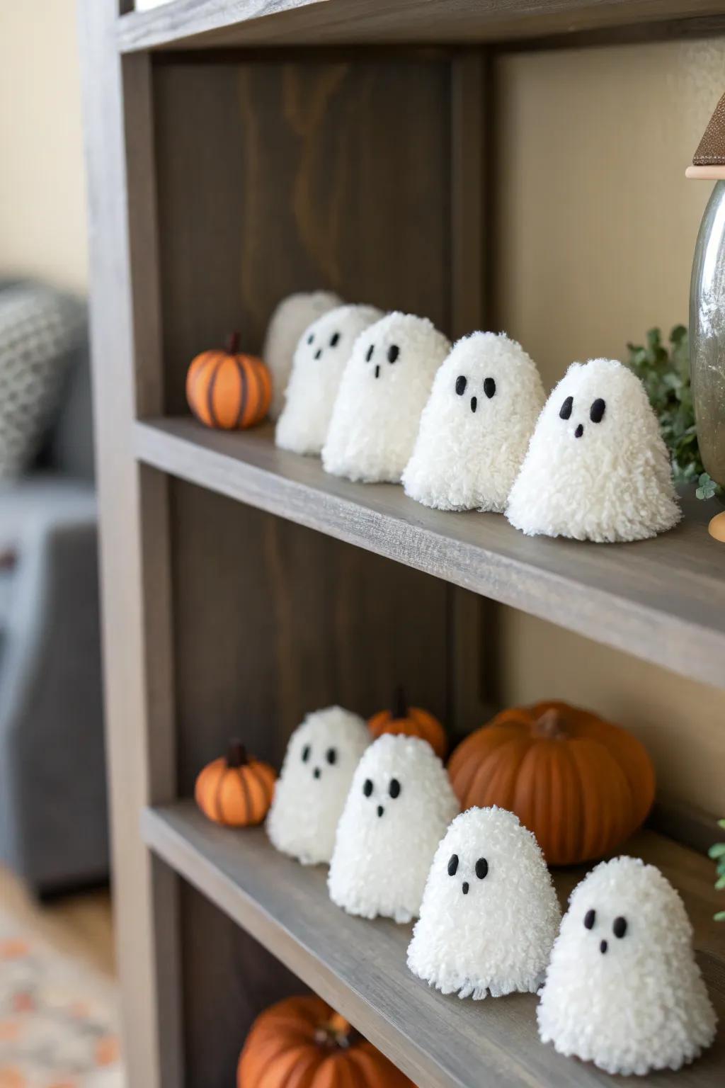 Pom pom phantoms are an adorable enhancement to your All Hallows' Eve orchestration.