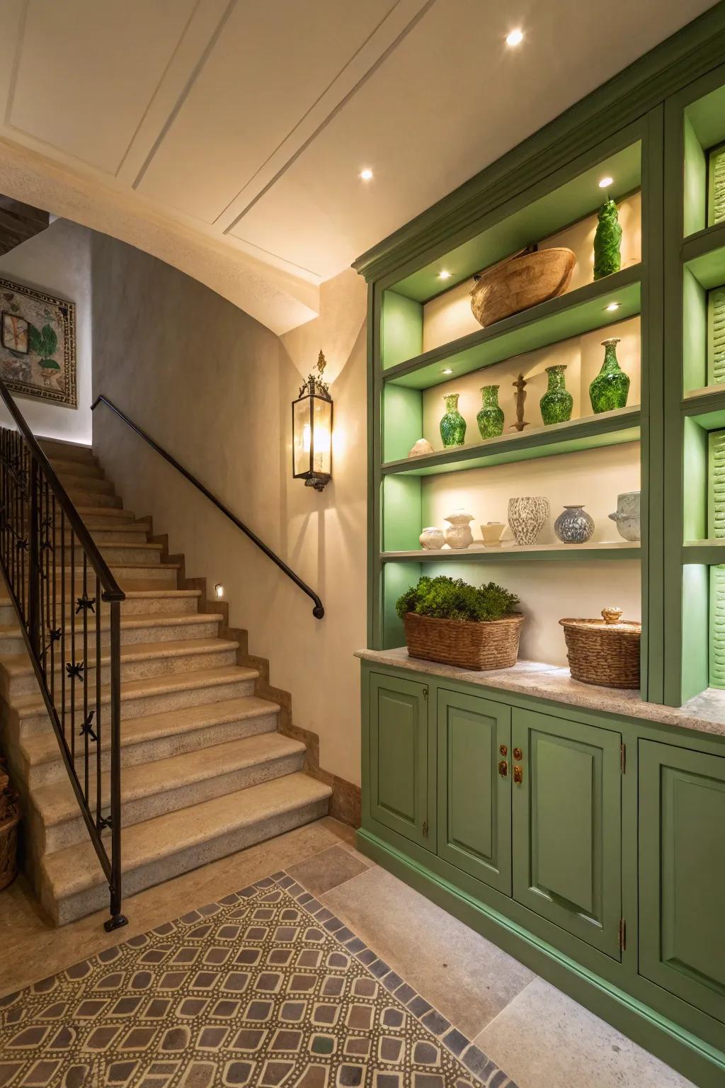 Unexpected green accents add charm and interest.