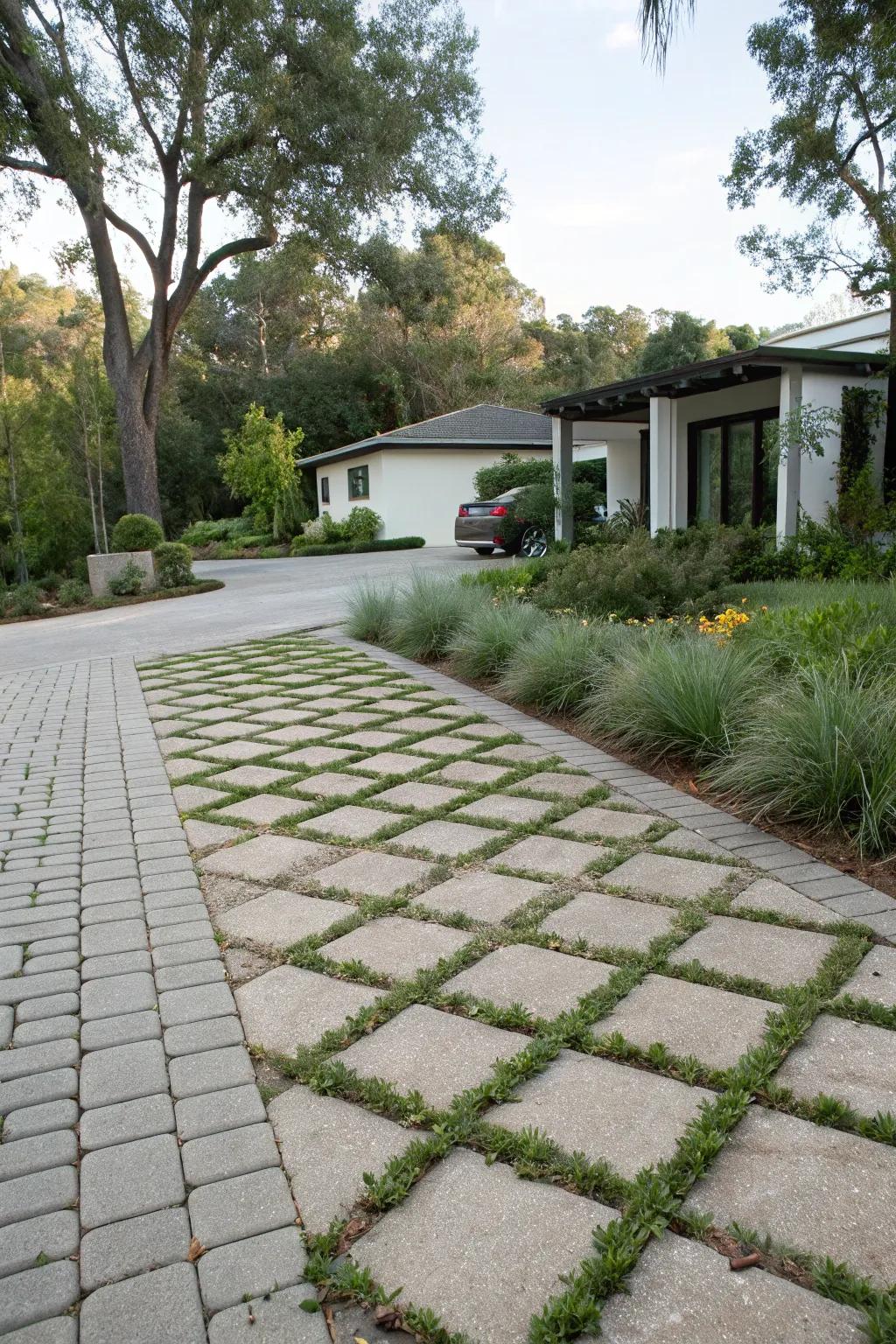 Permeable pavers for eco-friendly and stylish driveways.