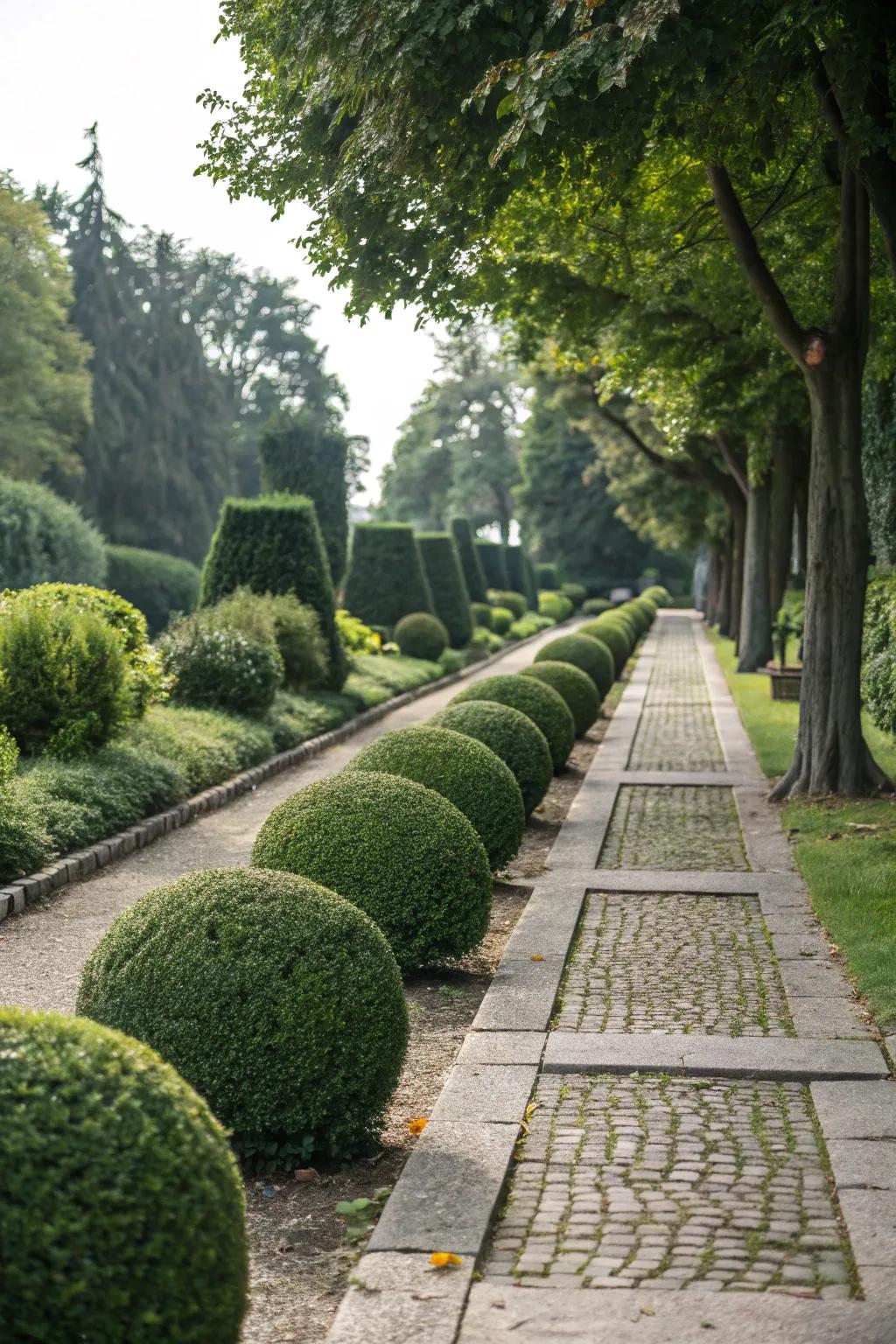 Artificial topiaries provide a polished look effortlessly.