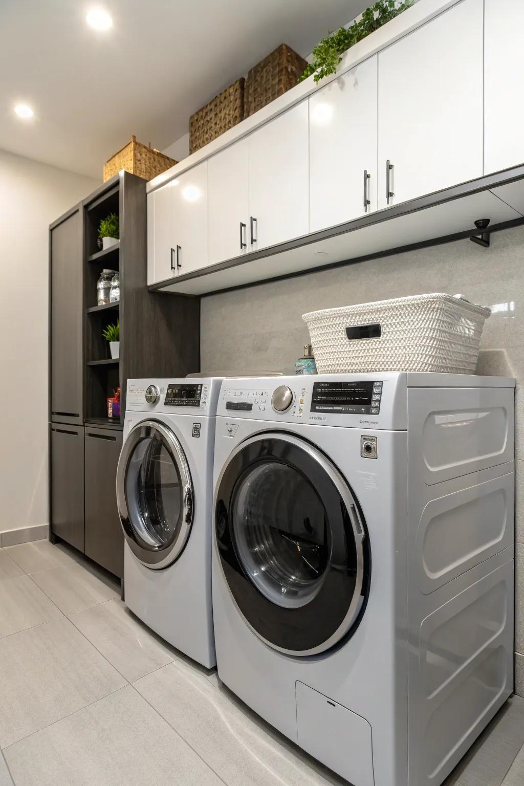 Sleek front-loading machines enhance both aesthetics and utility.
