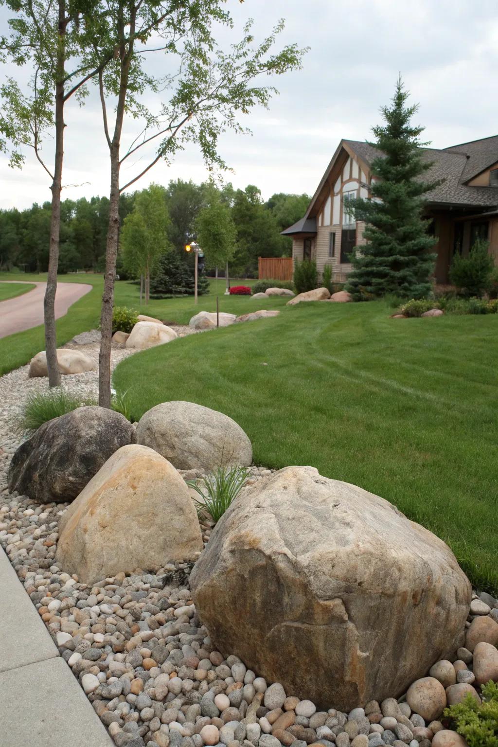 Large boulders serving as dramatic focal points.