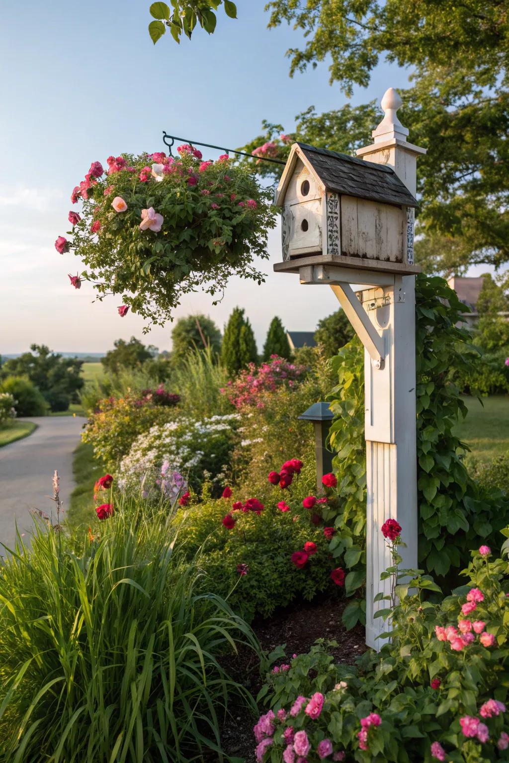 Welcome feathered friends with a charming birdhouse on your mailbox.