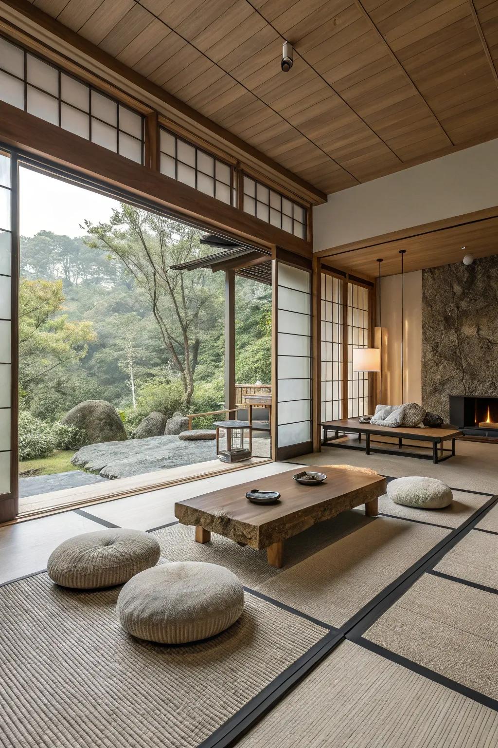 Zen elements that create a peaceful and balanced atmosphere.