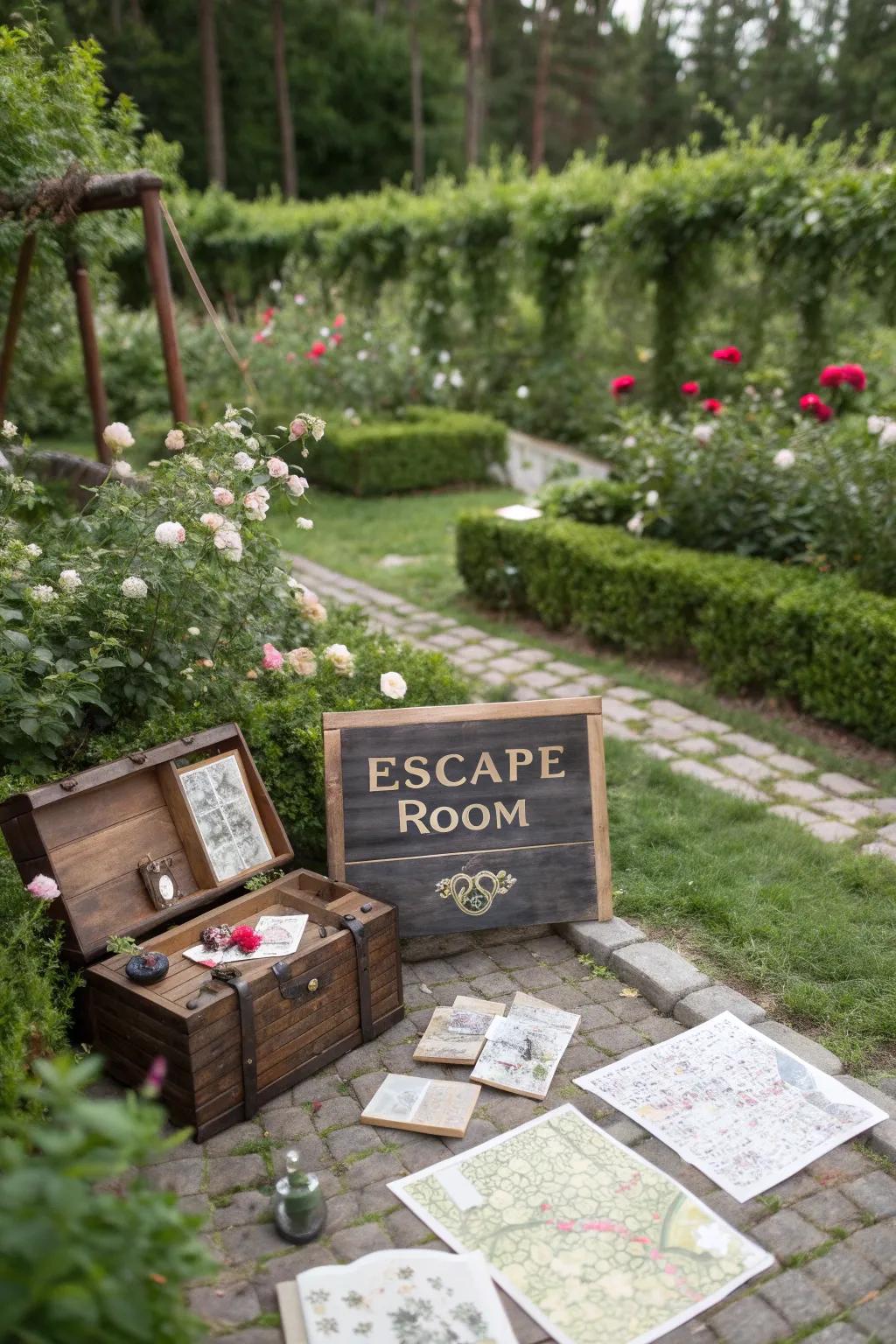 Test your wits with an engaging escape room experience outdoors.