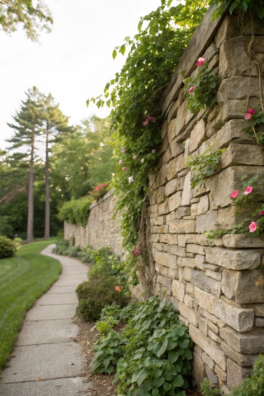 Natural stone walls offer a timeless and organic appeal.