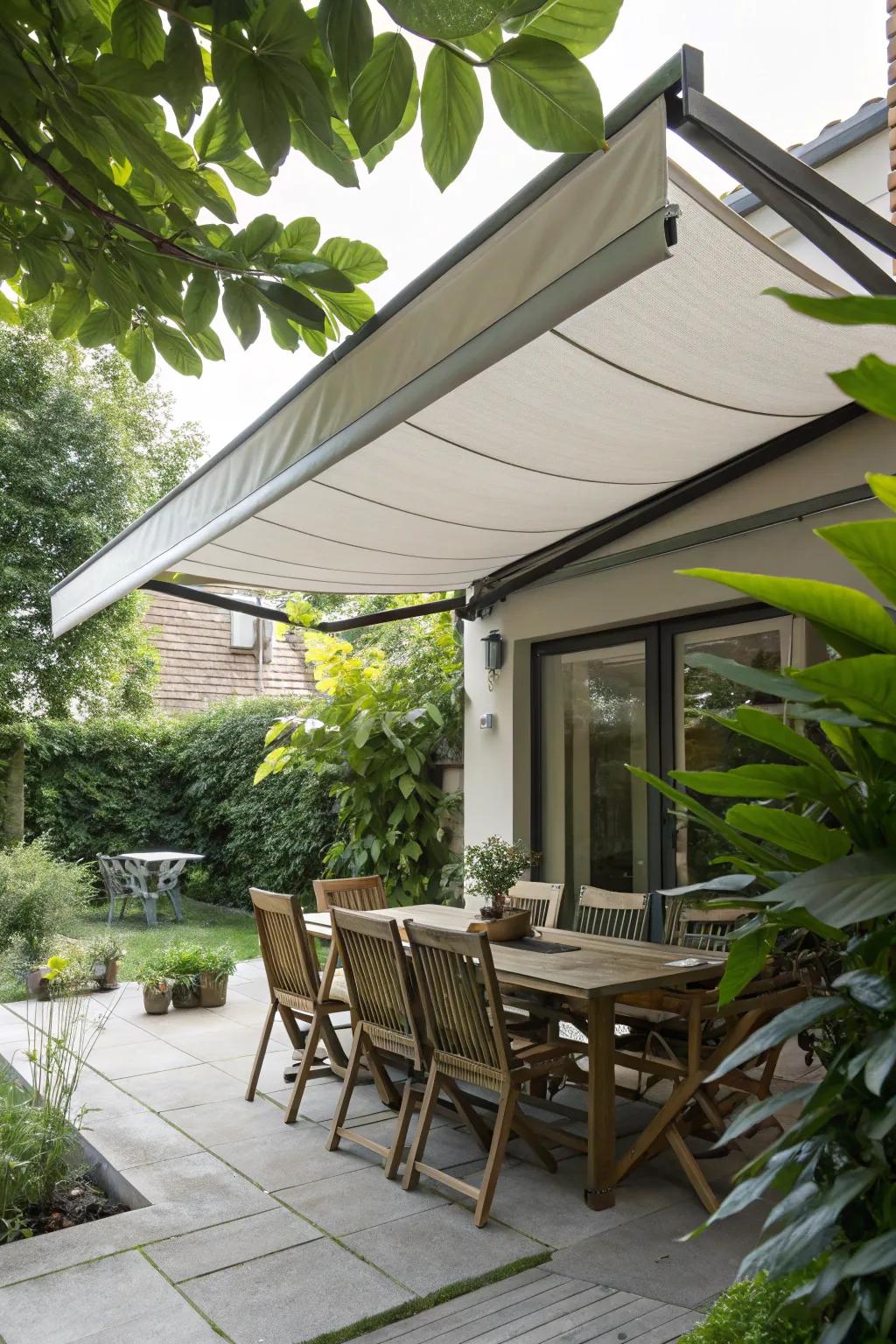 Retractable awnings give you control over sun and shade.