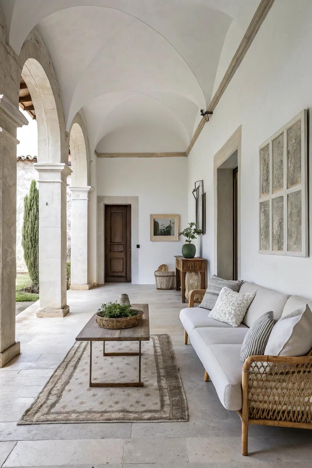 A chic streamlined interior featuring sharp lines and subdued hues.
