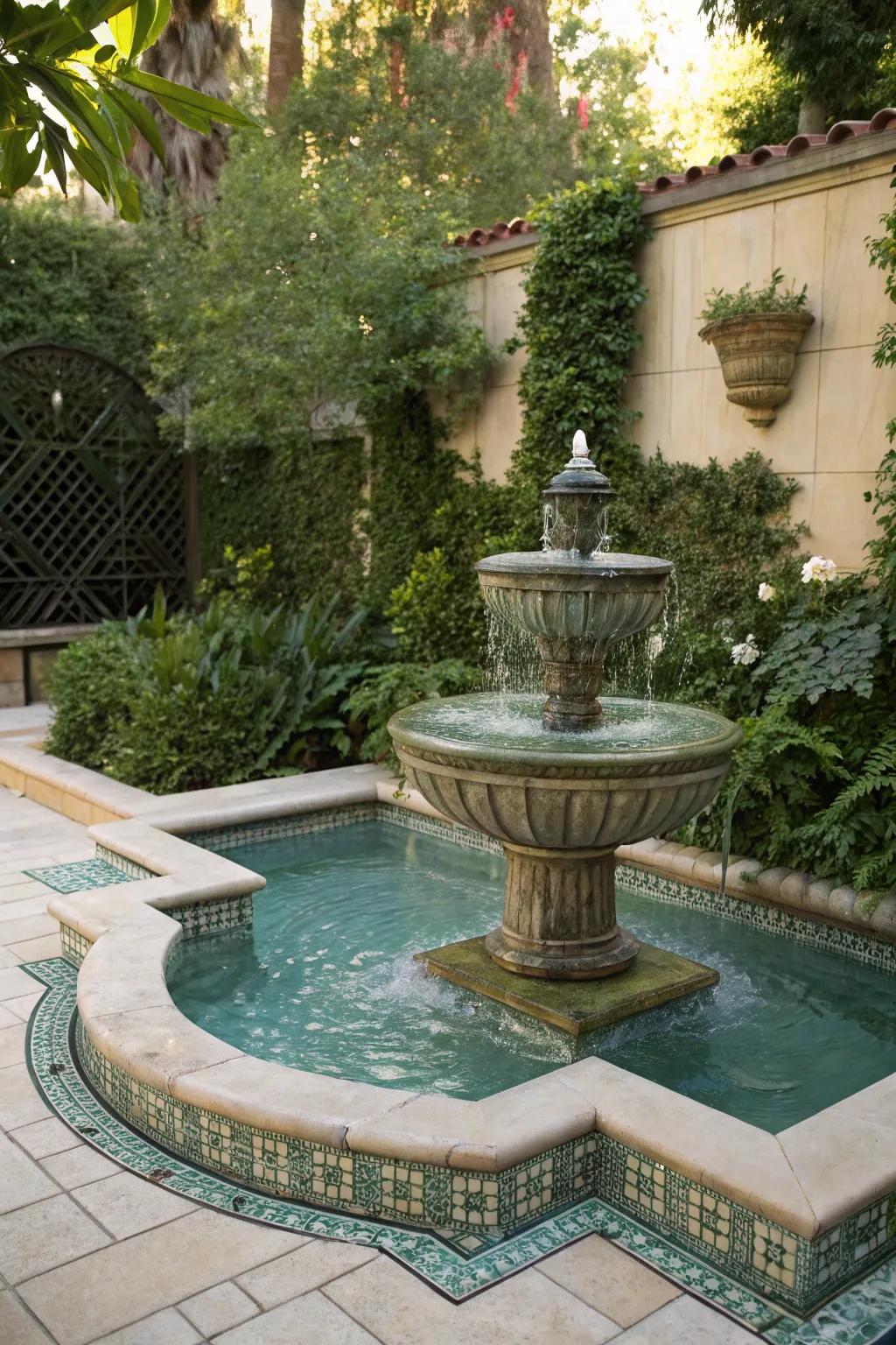 Water features enhance the serenity of your pool area with their soothing sounds.