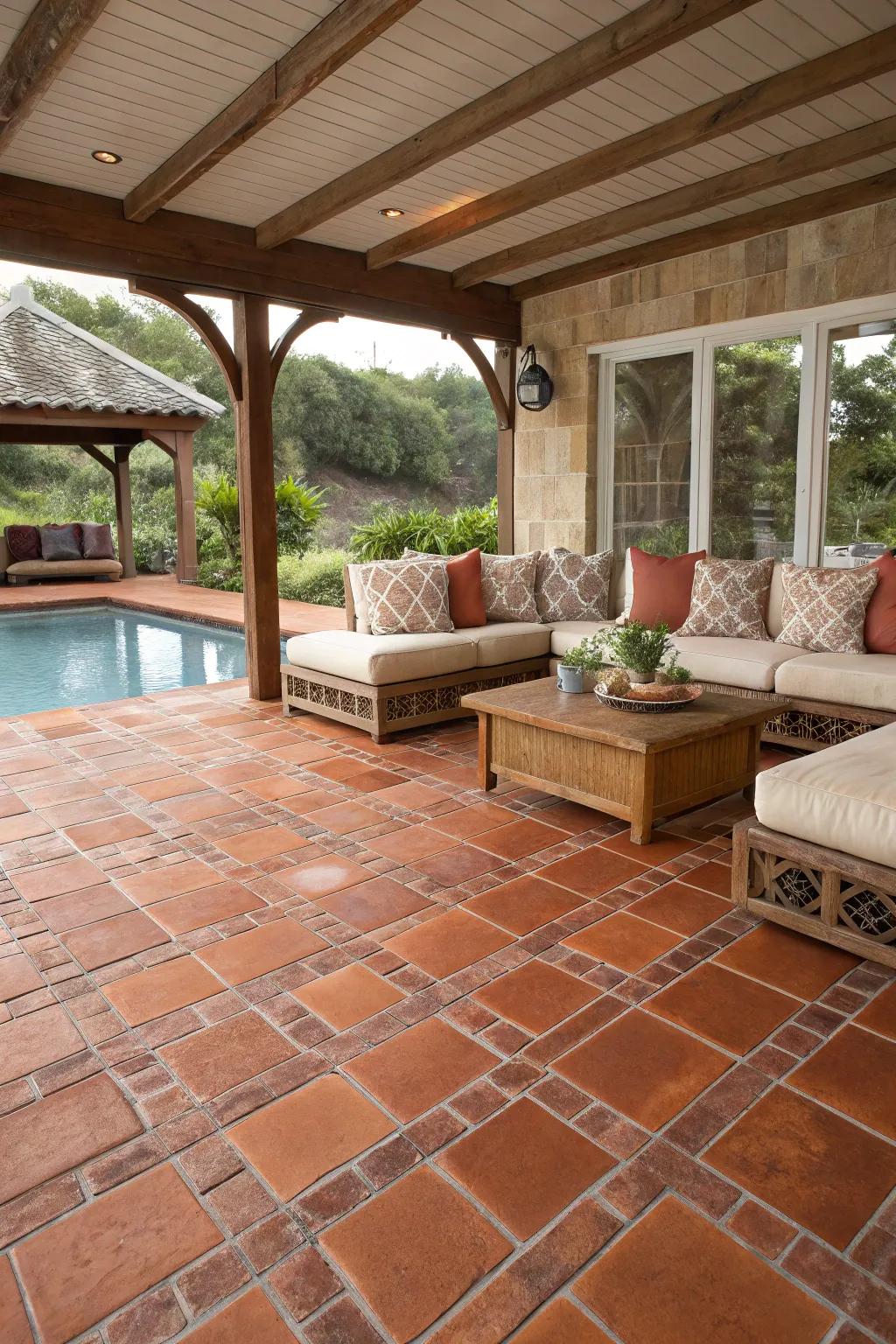 Durable materials ensure style and longevity in a poolside setting.