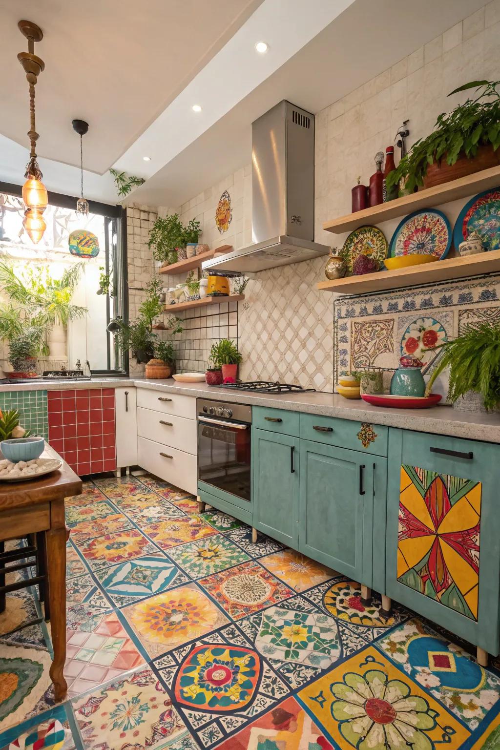 Mosaic tiles add vibrant color and personality to kitchen spaces.