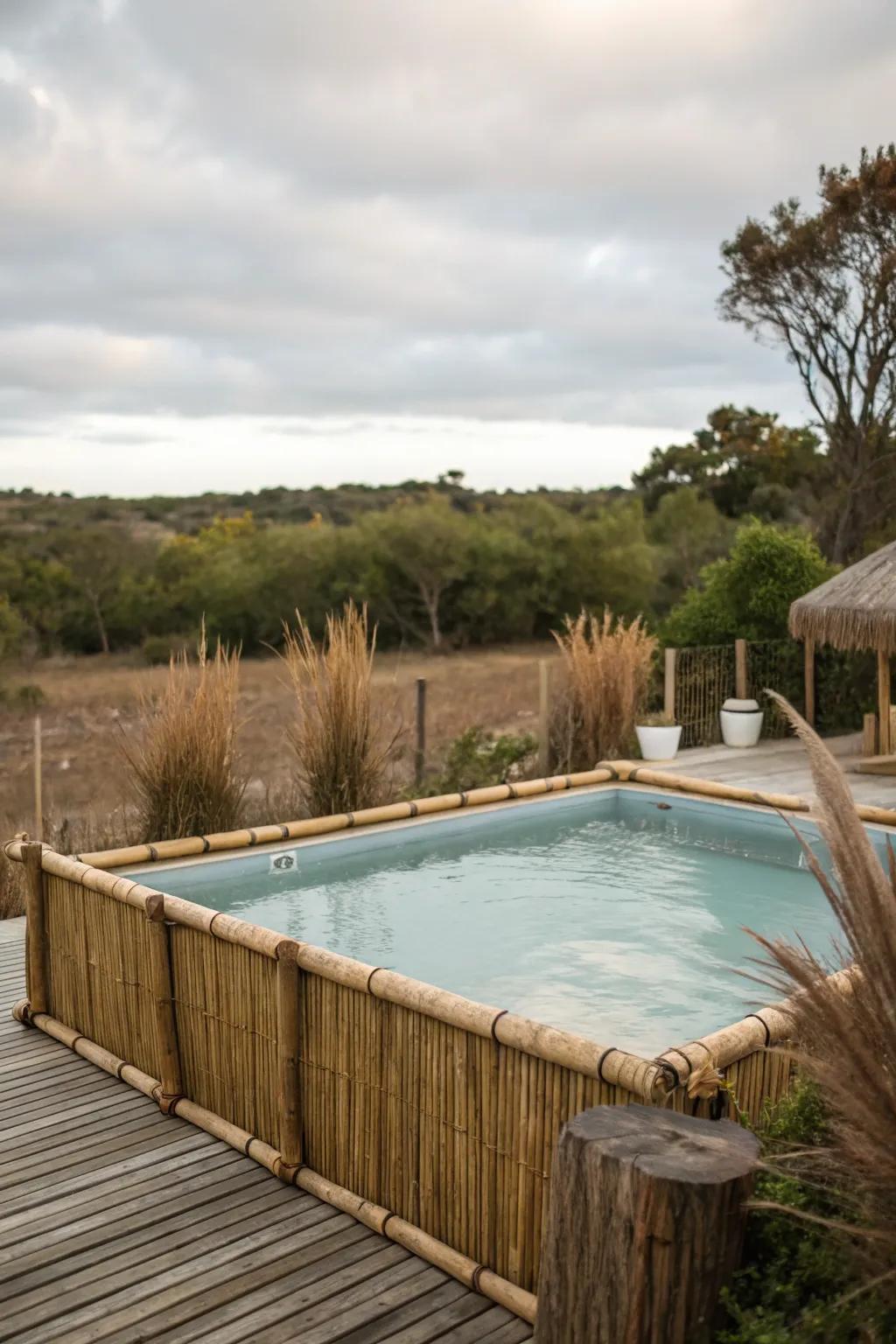 Reed panels add rustic charm and natural privacy.