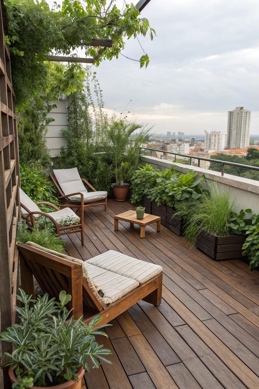 Eco-friendly materials make your rooftop stylish and sustainable.