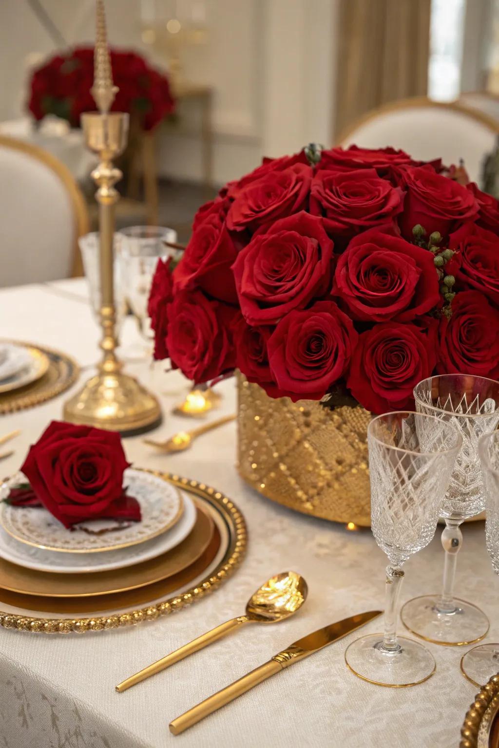 Luxurious Touch with Roses and Gold Accents