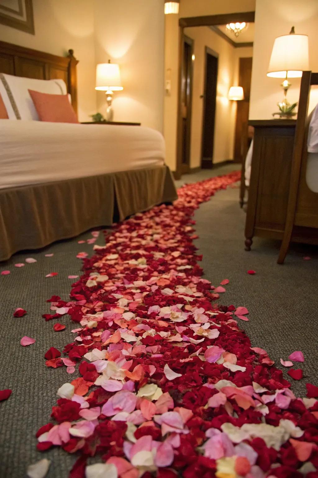 A luxurious carpet of rose petals.