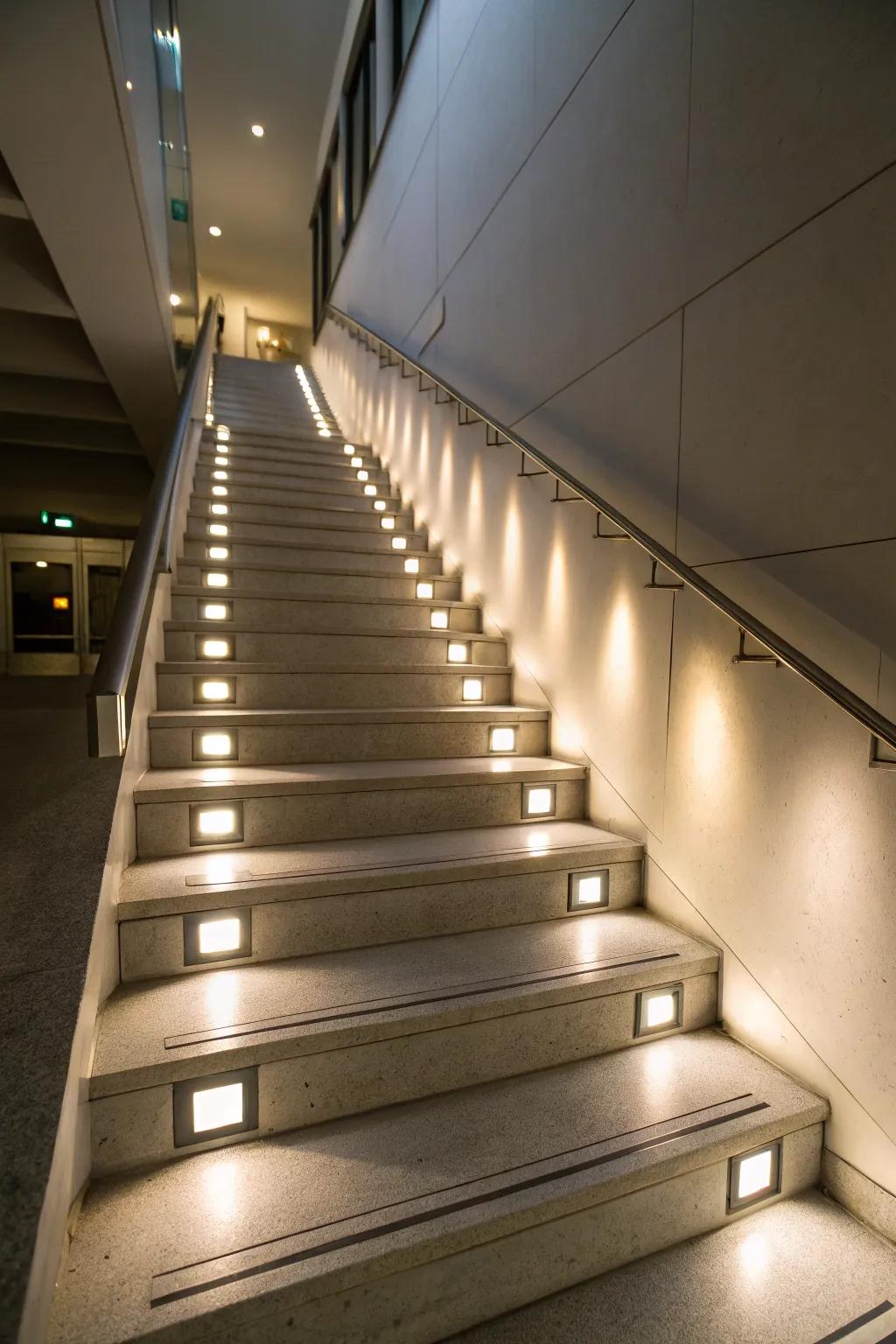 Stair beacons impart security and refinement to this entrance.