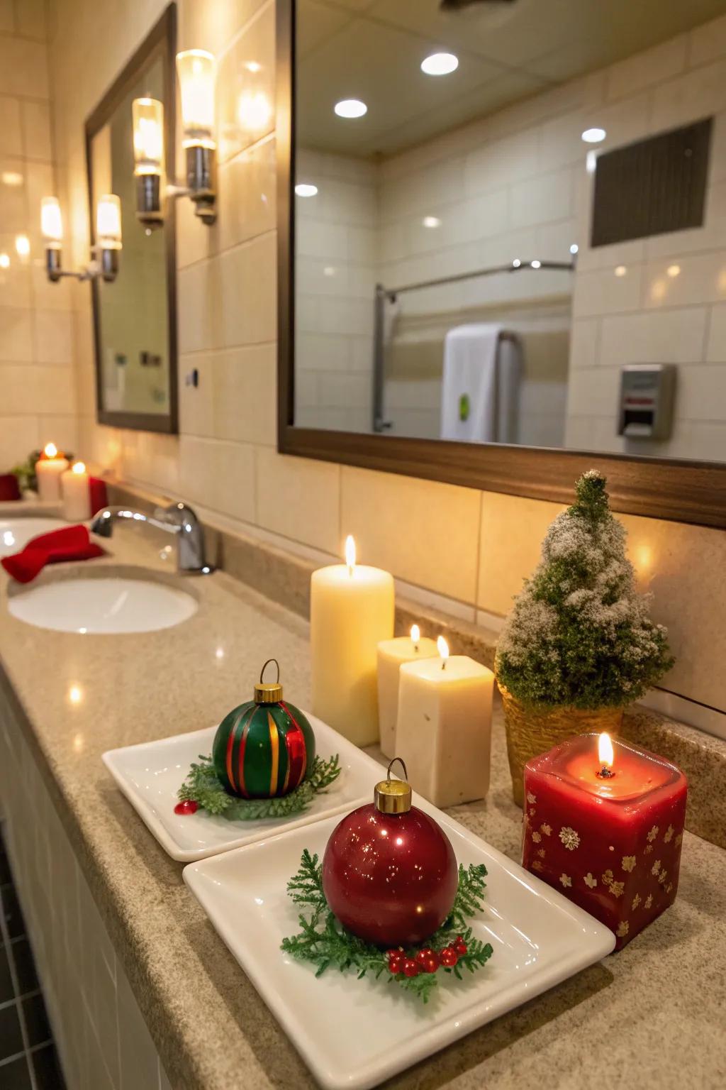 Even the restrooms embrace the holiday essence.