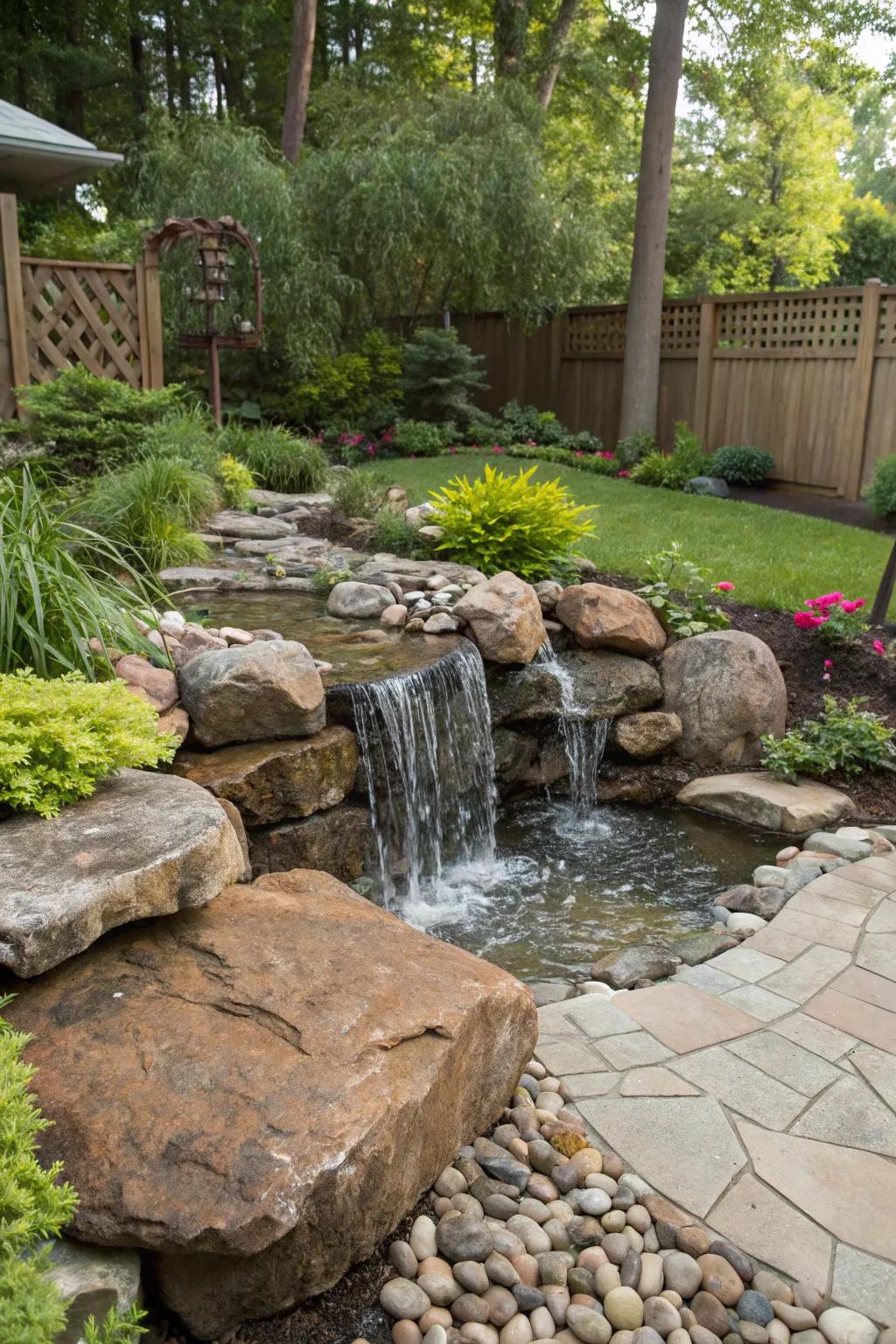 A pondless waterfall provides endless tranquility.