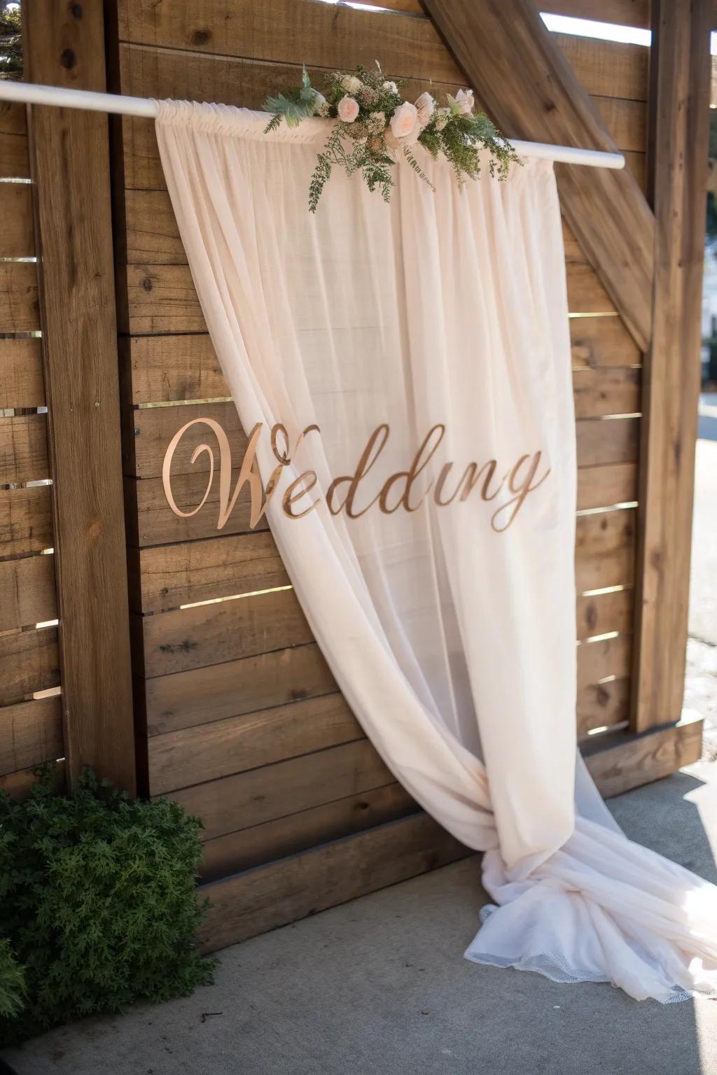 A fabric plaque imparting a soft sophistication to the venue.