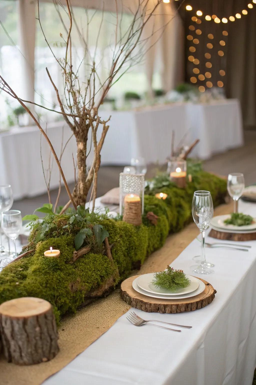 Nature-inspired decor brings an organic feel to wedding tables.