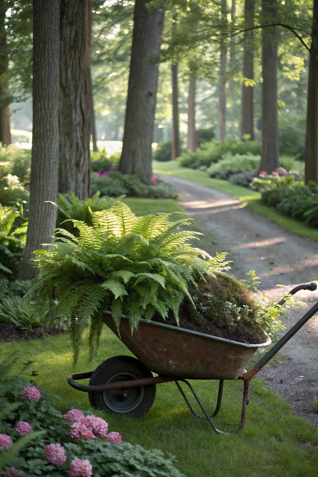 A lush fern display perfect for shaded garden areas.