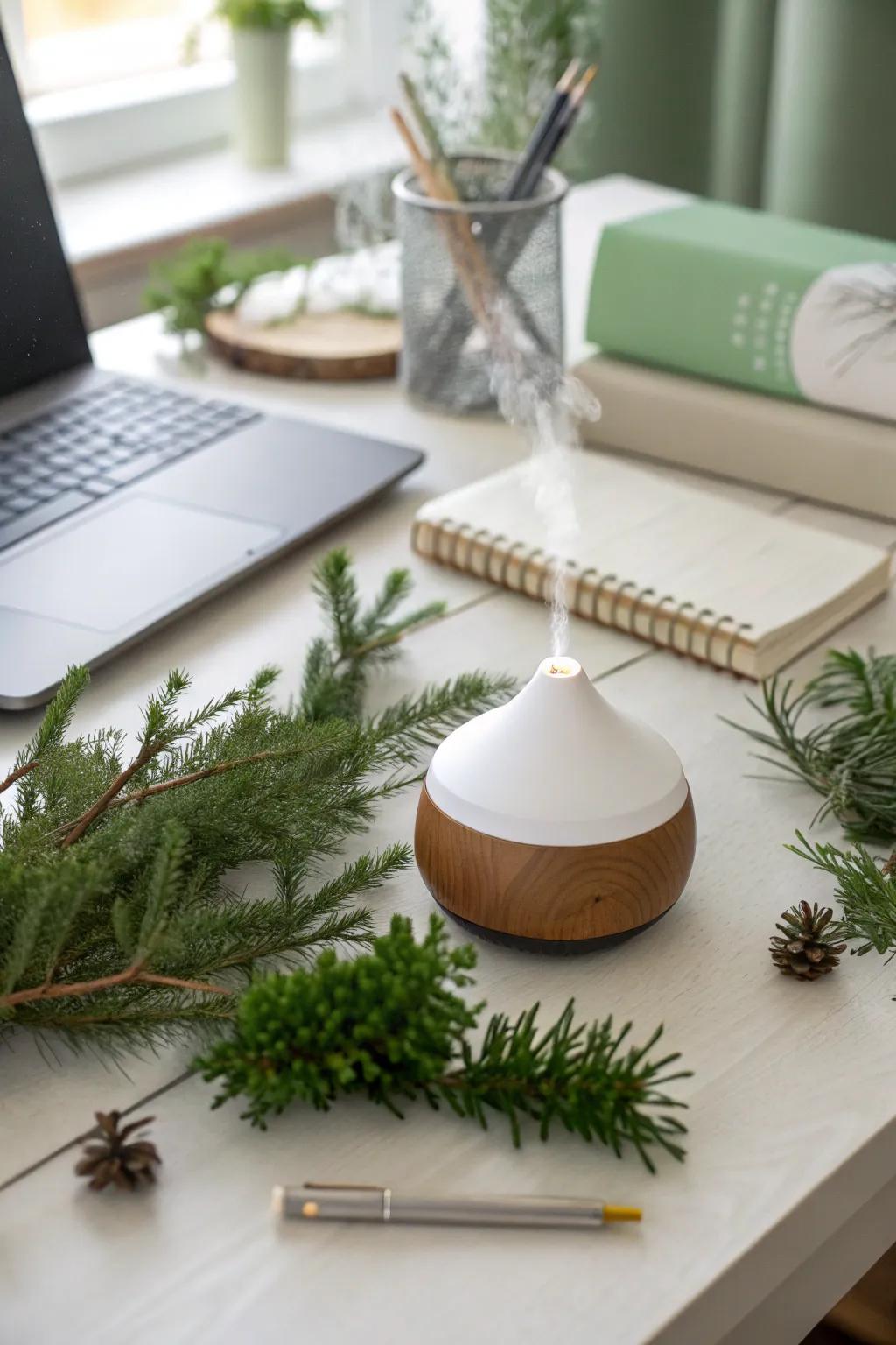 Scented diffusers bring the freshness of a winter forest indoors.