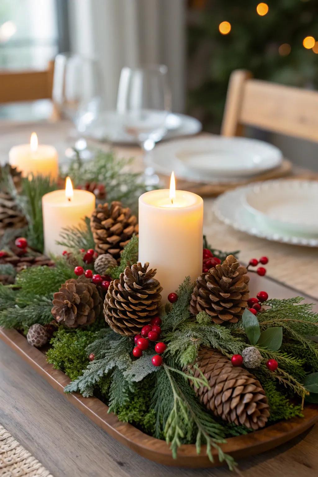 A charming winter centerpiece for your table