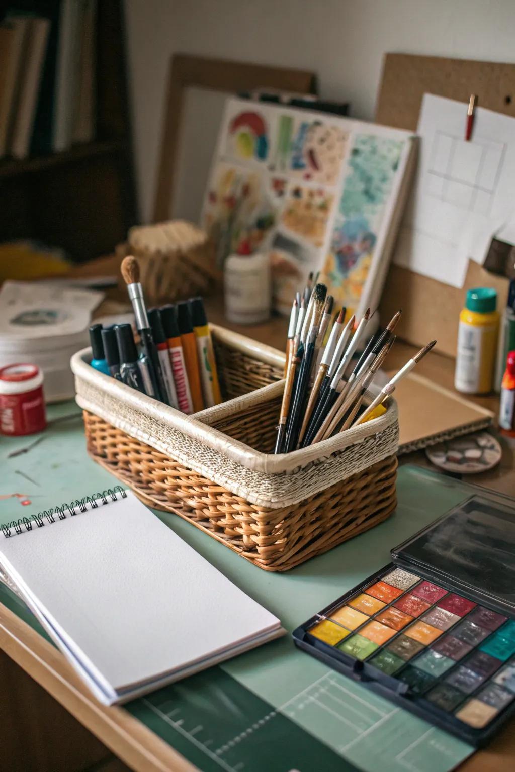 Inspire creativity with an art-themed basket.