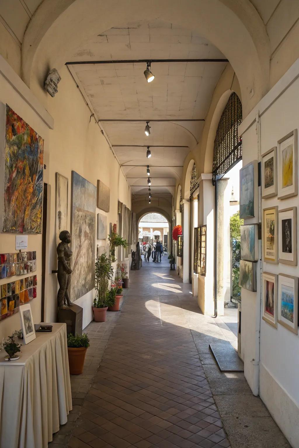 An art gallery walkway breezeway that adds cultural depth and personal expression.