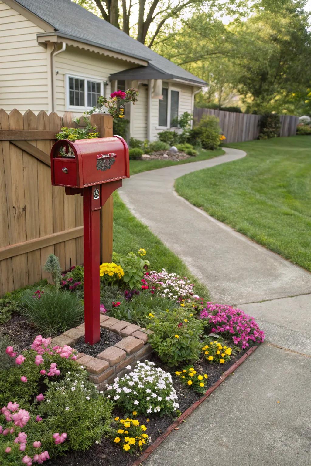 A mailbox garden contributes a cheerful focal point to your front yard.