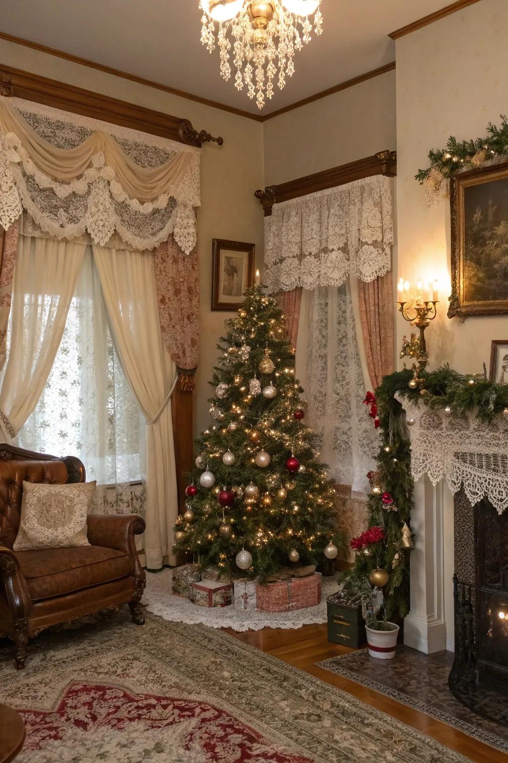 Regal era with sophisticated holiday ornamentation.